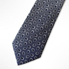 Load image into Gallery viewer, Blue Pattern With White/Navy Polka Dots Silk Tie – Skinny 65mm