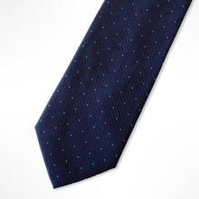 Load image into Gallery viewer, Blue Micro Check With Light Blue Pin Dots Silk Tie – Regular 80mm