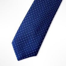 Load image into Gallery viewer, Blue Gingham Silk Tie – Skinny 60mm