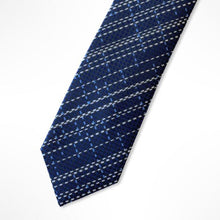 Load image into Gallery viewer, Blue Micro Check With White/Light Blue Monochromatic Silk Tie – Skinny 65mm