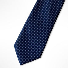 Load image into Gallery viewer, Blue Micro Check With Light Blue Pin Dots Silk Tie – Slim 55mm