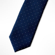 Load image into Gallery viewer, Blue Micro Check With White Pin Dots Silk Tie – Slim 50mm