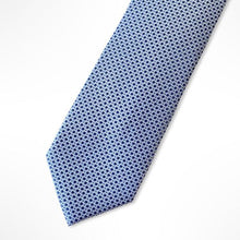 Load image into Gallery viewer, Blue Micro Check With White Geometric Silk Tie – Skinny 70mm