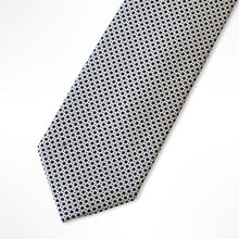 Load image into Gallery viewer, Brown Micro Check With White Geometric Silk Tie – Skinny 70mm