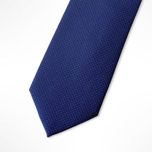 Load image into Gallery viewer, Blue Micro Check With White Pin Dots Silk Tie – Skinny 70mm
