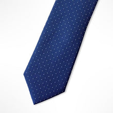 Load image into Gallery viewer, Blue Micro Check With White Pin Dots Silk Tie – Skinny 60mm