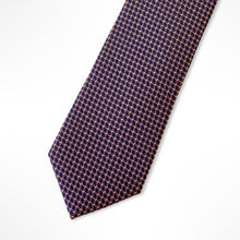 Load image into Gallery viewer, Orange Micro Check With Blue Geometric Silk Tie – Skinny 65mm