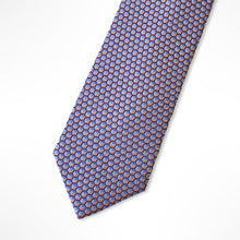 Load image into Gallery viewer, Purple Honeycomb Pattern With Orange Geometric Silk Tie – Regular 80mm