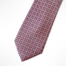 Load image into Gallery viewer, Orange Floral With Light Blue/White Flower Silk Tie – Skinny 75mm