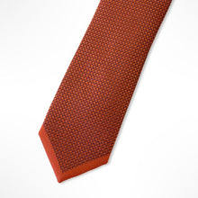 Load image into Gallery viewer, Orange Micro Check With V-Ribbed Silk Tie – Skinny 60mm