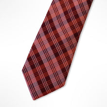 Load image into Gallery viewer, Red Tartan With White Stripes Silk Tie – Skinny 60mm