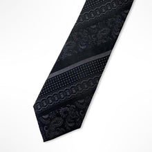 Load image into Gallery viewer, Black Pattern With Pin Dots/Geometric/Paisley Silk Tie – Skinny 70mm