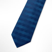Load image into Gallery viewer, Dark Blue Tartan With Light Blue Stripes Silk Tie – Regular 80mm