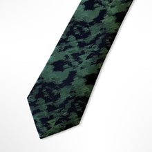Load image into Gallery viewer, Malachite Green Pattern With Black Splash Ink Silk Tie – Skinny 60mm