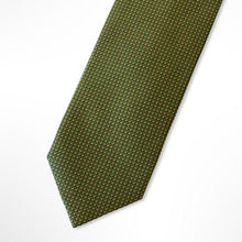 Load image into Gallery viewer, Bottle Green Micro Check With Orange/White Geometric Silk Tie – Regular 80mm