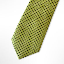 Load image into Gallery viewer, Chartreuse Micro Check With Dark Green/White Geometric Silk Tie – Skinny 70mm