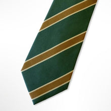 Load image into Gallery viewer, Forest Green Repp With Brown/White Stripes Silk Tie – Regular 80mm