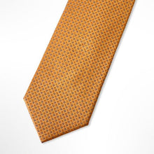 Load image into Gallery viewer, Gold Micro Check Black/White Geometric Silk Tie – Regular 80mm