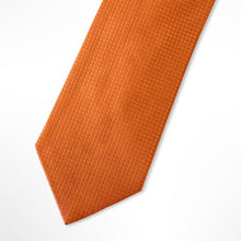 Load image into Gallery viewer, Orange Micro Check With Geometric Pattern Silk Tie – Regular 85mm