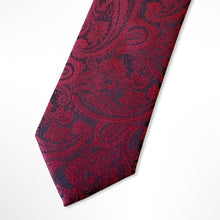 Load image into Gallery viewer, Dark Red Paisley With Black Pattern Tie – Skinny 70mm
