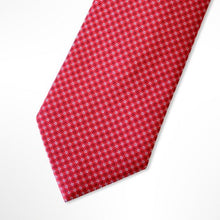 Load image into Gallery viewer, Red Micro Check With White Geometric Silk Tie – Regular 85mm