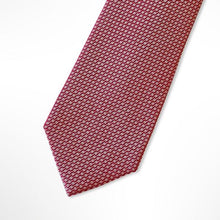 Load image into Gallery viewer, Red Micro Check With White Geometric Silk Tie – Regular 80mm