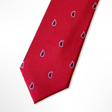 Load image into Gallery viewer, Red Pattern With Navy/White Geometric Silk Tie – Skinny 65mm