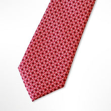 Load image into Gallery viewer, Red Pattern With Dark Red/White Geometric Silk Tie – Slim 50mm