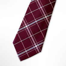 Load image into Gallery viewer, Violet Tartan With Pink/Grey Stripes Silk Tie – Skinny 70mm