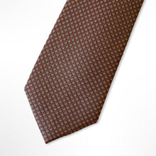 Load image into Gallery viewer, Orange Micro Check With Yellow/Grey Geometric Silk Tie – Skinny 70mm