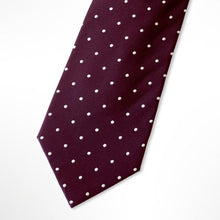 Load image into Gallery viewer, Bordeaux Micro Check With White Pin Dots Silk Tie – Regular 80mm