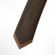 Load image into Gallery viewer, Brown Micro Check With V-Ribbed Silk Tie – Slim 50mm