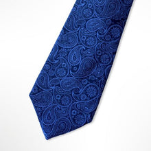 Load image into Gallery viewer, Blue Paisley Silk Tie – Skinny 75mm