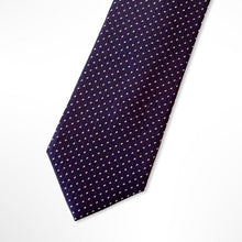 Load image into Gallery viewer, Purple Micro Check With Silver Pencil Pattern Silk Tie – Skinny 70mm