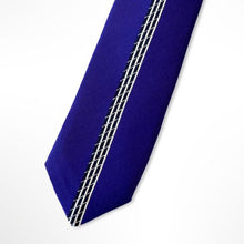 Load image into Gallery viewer, Dark Purple Pattern With Black/White Straight Line Silk Tie – Skinny 60mm