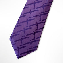 Load image into Gallery viewer, Dark Purple Pattern With Dark Violet Bird Silk Tie – Skinny 75mm