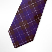 Load image into Gallery viewer, Dark Violet Windowpane With Brown/Light Purple/White Silk Tie – Regular 90mm