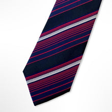 Load image into Gallery viewer, Radical Red Regimental With Black/Navy/Red/White Stripes Silk Tie – Skinny 70mm