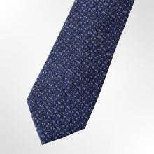Load image into Gallery viewer, Blue Micro Check With Yellow/White Pattern Silk Tie – Regular 95mm