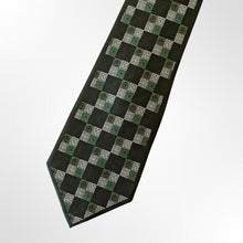 Load image into Gallery viewer, Grass Green Geometric With Light Green/Yellow Square Pattern Silk Tie – Regular 95mm