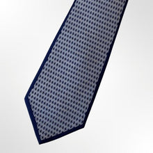 Load image into Gallery viewer, Navy Argyle With White/Light Blue Stripes Silk Tie – Regular 95mm