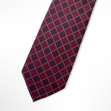 Load image into Gallery viewer, Old Brick Brown Gingham With Dark Red Geometric Silk Tie – Skinny 70mm