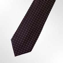 Load image into Gallery viewer, Maroon Red Micro Check With Navy/White Geometric Silk Tie – Regular 100mm