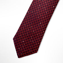 Load image into Gallery viewer, Red Micro Check With Black Cross Silk Tie – Skinny 65mm