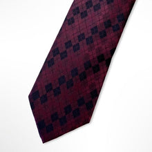 Load image into Gallery viewer, Dark Violet Argyle With Black Rhombus Silk Tie – Skinny 70mm