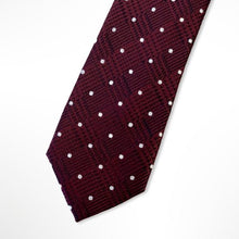 Load image into Gallery viewer, Old Brick Red Glen Check With White Pin Dots Silk Tie – Skinny 60mm
