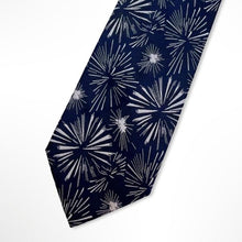 Load image into Gallery viewer, Dark Blue Pattern With White Firework Silk Tie – Regular 100mm