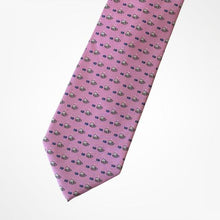 Load image into Gallery viewer, Pink Pattern With Grey Whale and Navy Fish Silk Tie – Regular 80mm
