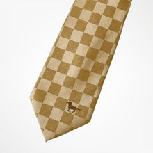 Load image into Gallery viewer, Gold Yellow Gingham With Brown Horse Silk Tie – Regular 85mm