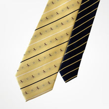 Load image into Gallery viewer, Milk Yellow Repp With Black/White Stripes and Horse With Horseshoes Silk Tie – Regular 85mm